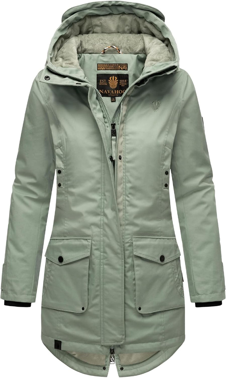 Navahoo Damen Übergangsjacke Warmer Kurzmantel Regenjacke wasserdicht mit Kapuze Brinjaa XS-XXL S Sm