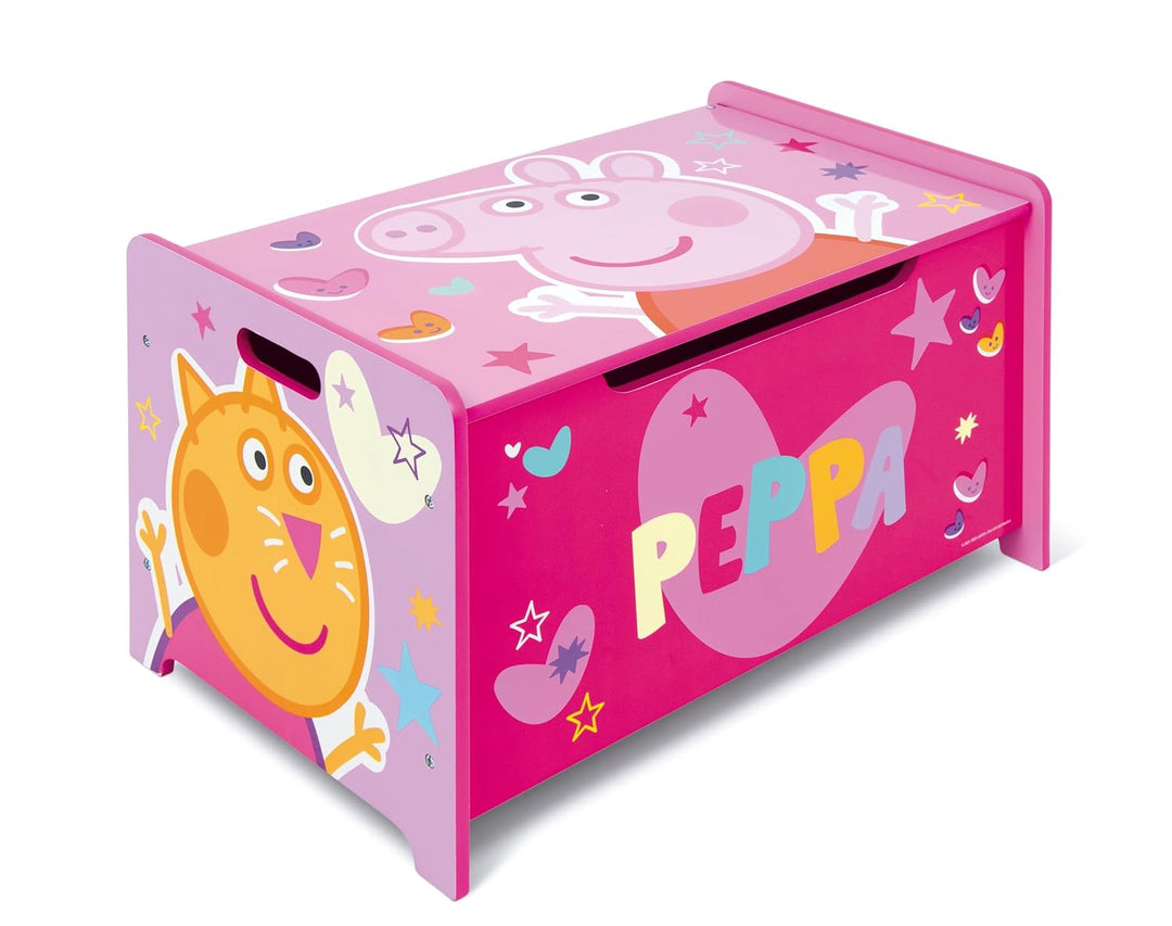 ARDITEX – Spielzeugtruhe aus Holz Peppa Pig – 62,5x40x37cm – Farbe Rosa – Ideal zum Aufbewahren von