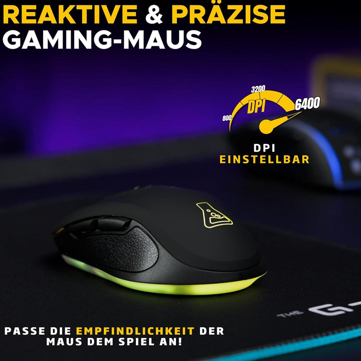 The G-LAB - Kult Krypton - Kabellose Gaming-Maus, 6400 DPI - Wireless Maus Bluetooth & 2.4 GHz, RGB,