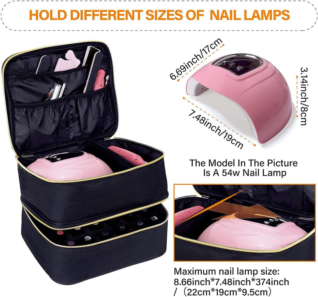Nagellack Aufbewahrung Tasche Doppelschicht Nagellack Organizer Lagerung 30 Flaschen (15 ml / 0,5 FL