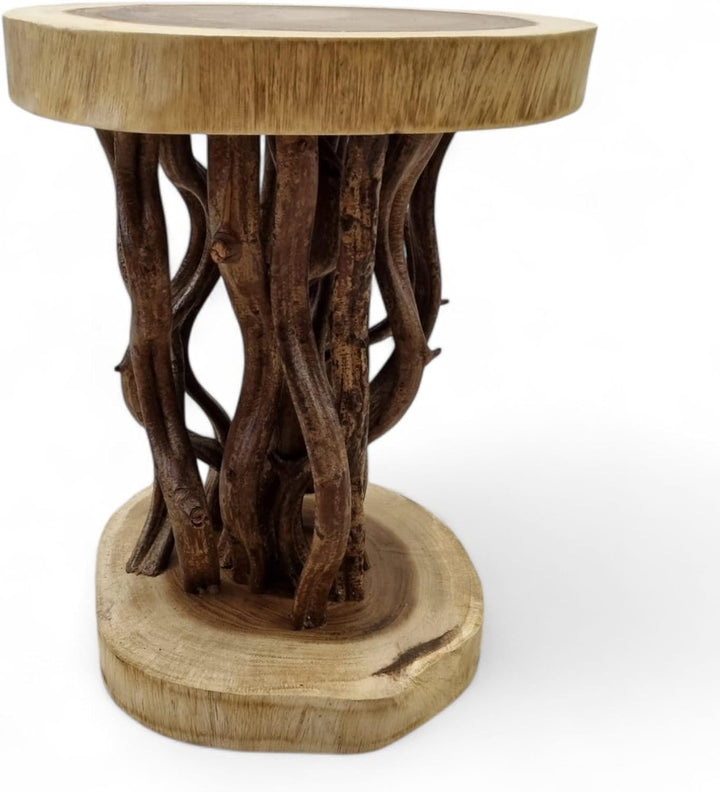 Kinaree Holz Beistelltisch KONA - 45 x 35 cm Holz Tisch aus Suar Holz und Lianen als Blumenständer o