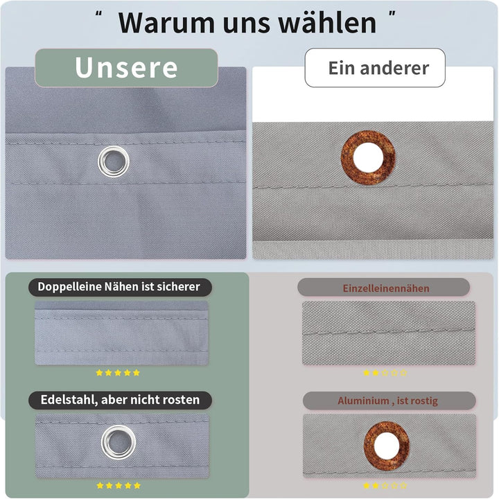 SUN BLOCK Balkon Sichtschutz 100x600cm Balkonabdeckung PES UV-Schutz balkonschutz wetterfest,mit Kab