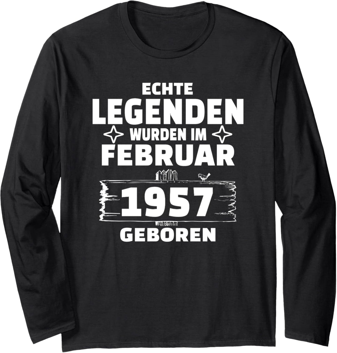 Geburtstag Jahrgang 1957 Februar Design Langarmshirt