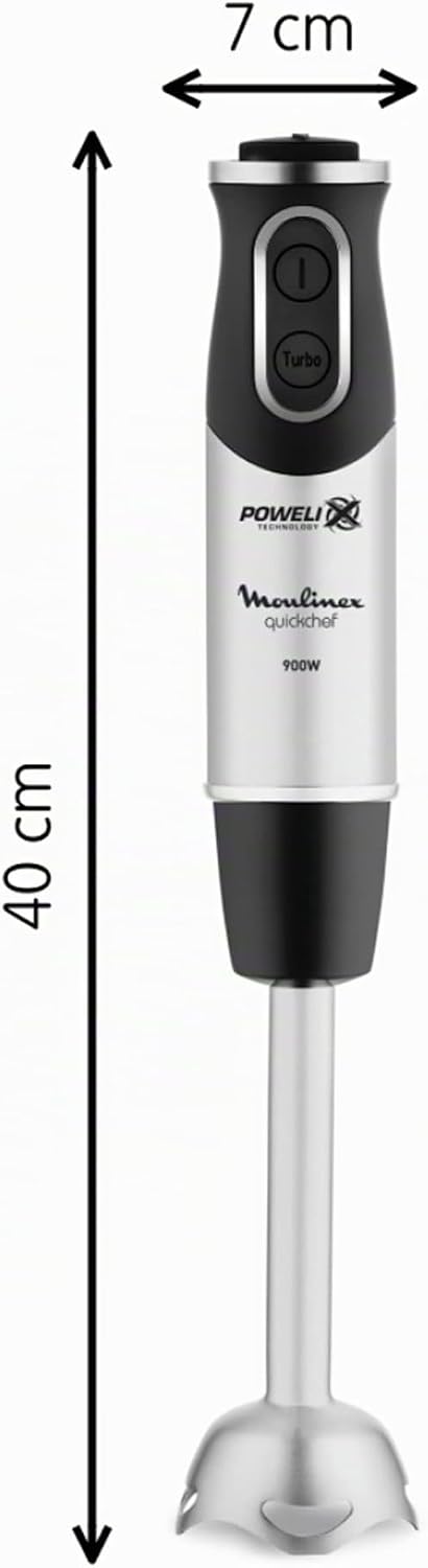 Moulinex DD6558 DD655810 Quickchef 3-in-1 Tauchmixer, Powelix-Technologie, 3 Zubehörteile, Edelstahl