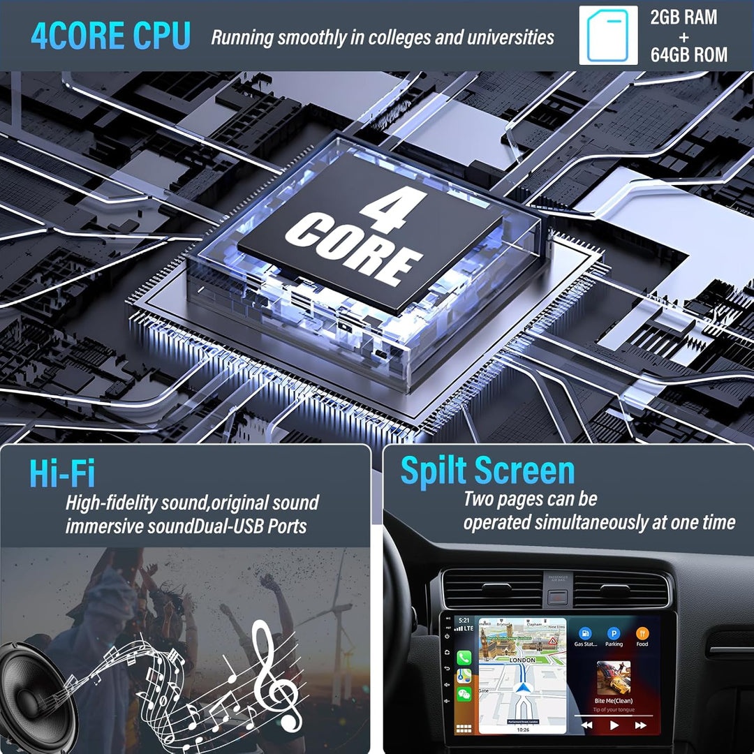 SIXTOP 2+64G Android 13 Autoradio für Audi A4 (B6/B7) S4 RS4 8E 2000-2009 mit CarPlay Android Auto 9