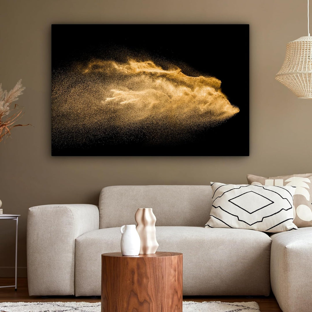 MuchoWow© Bilder Gross 120x80 cm XXL Wohnzimmer Goldene Deko Modern Wandbild Foto auf Leinwand Bild