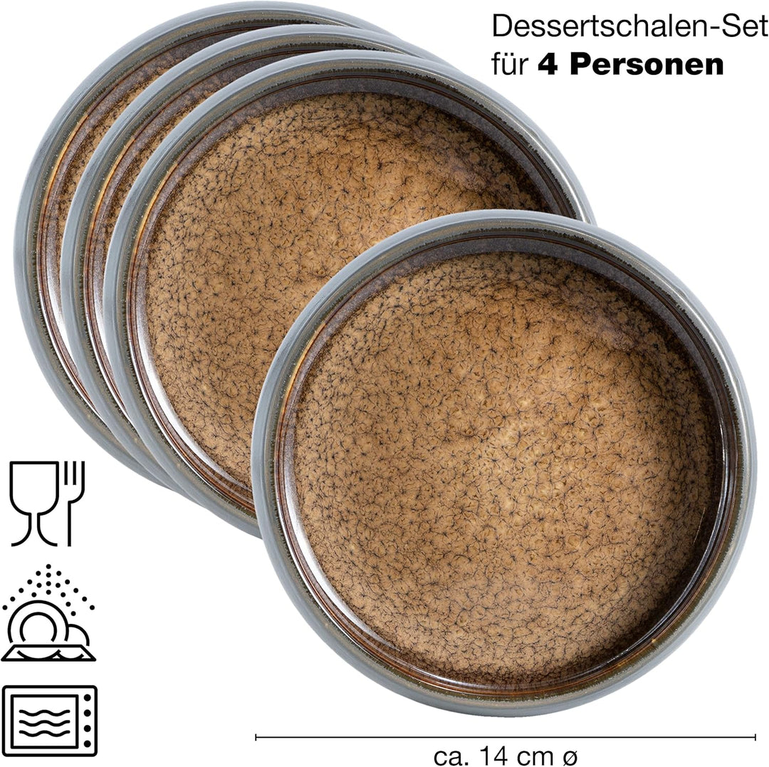 Moritz & Moritz SOLID 4x Kleine Schalen - 300ml - Dip Schälchen aus Steinzeug für Dessert, Snack, Su