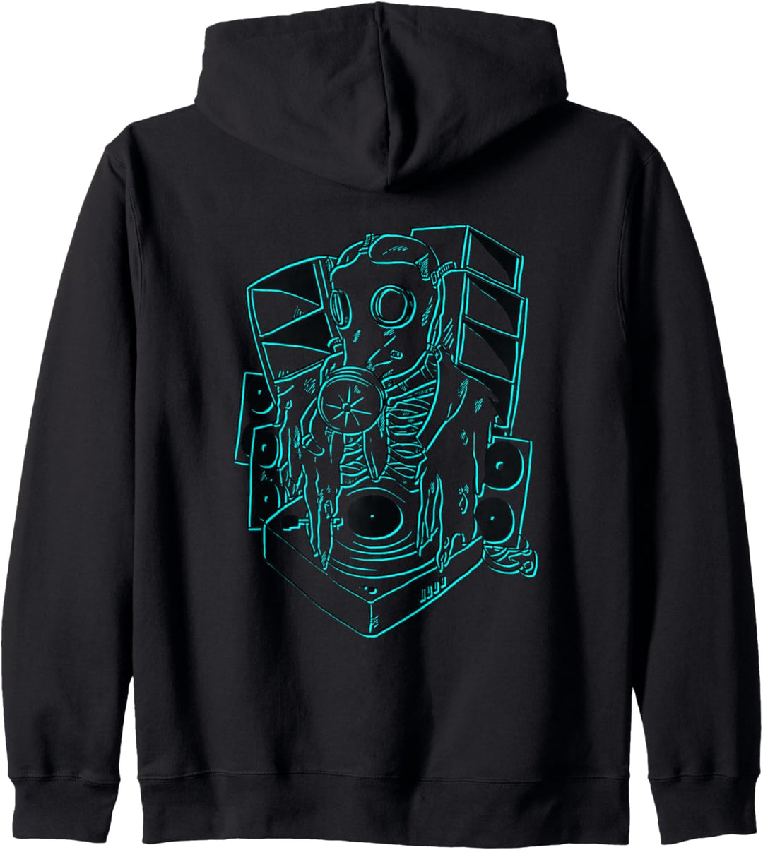 Techno Gas Mask Vinyl Tekno Skelett Lautsprecher Boxen Wand Kapuzenjacke