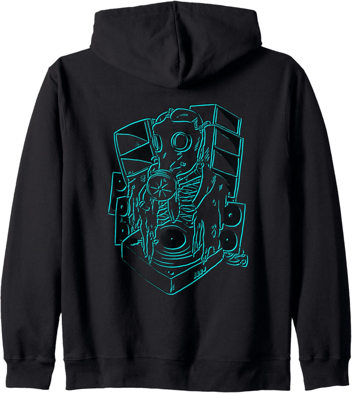 Techno Gas Mask Vinyl Tekno Skelett Lautsprecher Boxen Wand Kapuzenjacke