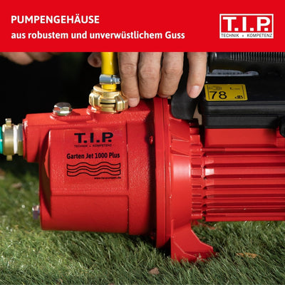 T.I.P. Gartenpumpe Guss (3.500 l/h Fördermenge, 46 m Förderhöhe, 4,6 bar Druck, 800 W, selbstansauge