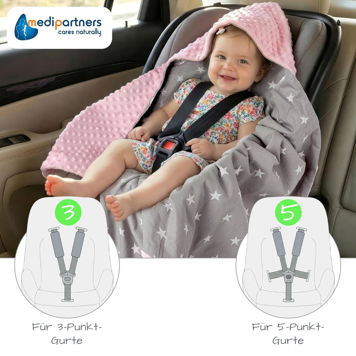 Medi Partners Einschlagdecke Baby Babyschale 100% Baumwolle für Sommer 85x85cm Kinderwagen Kuschelde