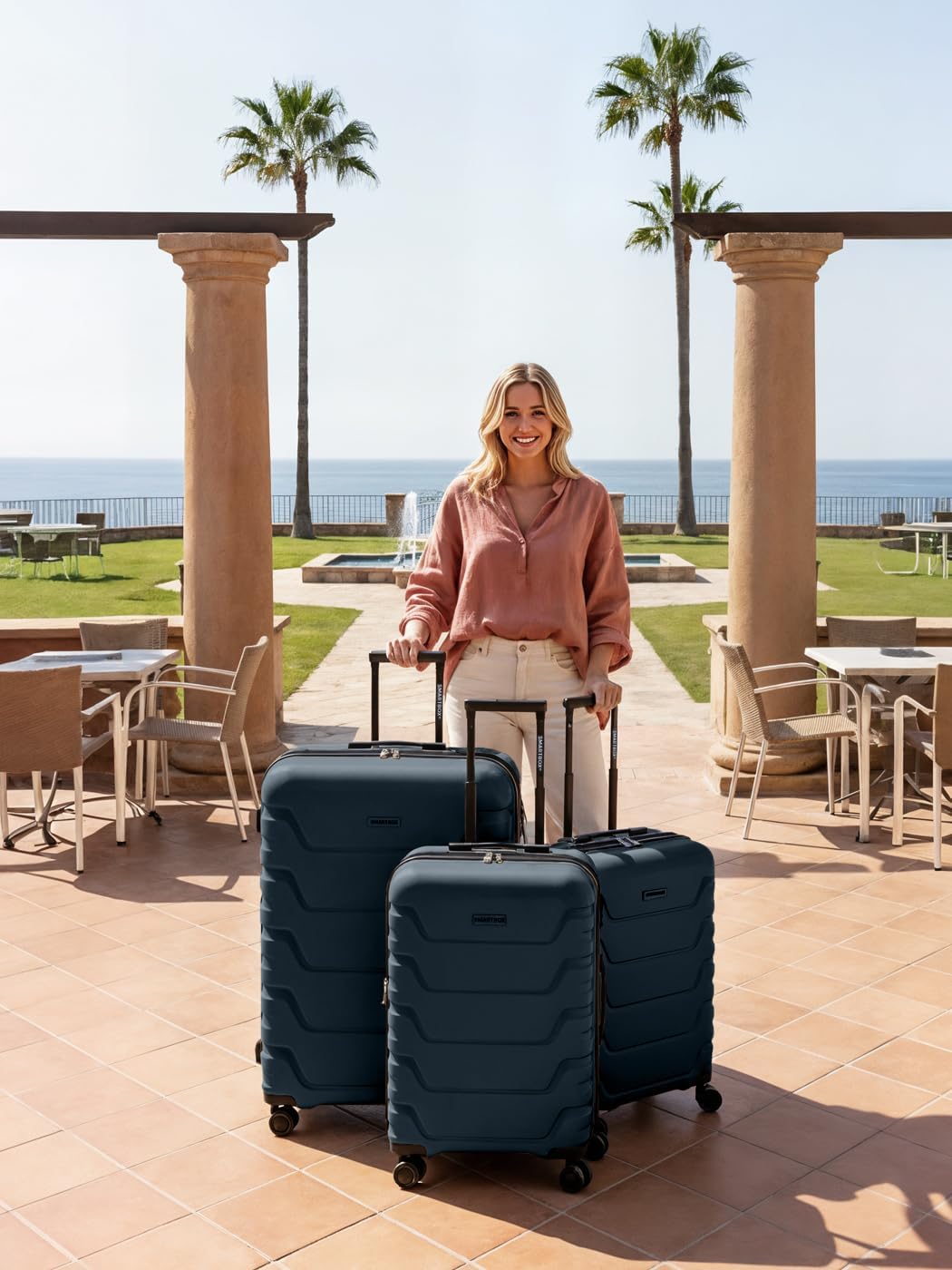 Smartbox Hartschalen Koffer-Set 3-teilig | mit Dehnfalte erweiterbar um 3 cm | aus hochwertigem, lei