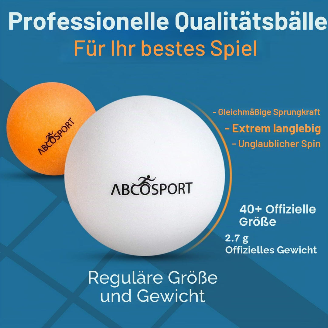 Abco Tech, Tischtennis-Set, 4 x erstklassige Schläger mit weichem Schaumgummibelag und 6 x Tischtenn