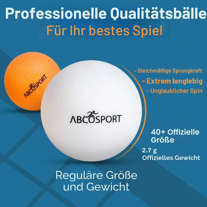 Abco Tech, Tischtennis-Set, 4 x erstklassige Schläger mit weichem Schaumgummibelag und 6 x Tischtenn