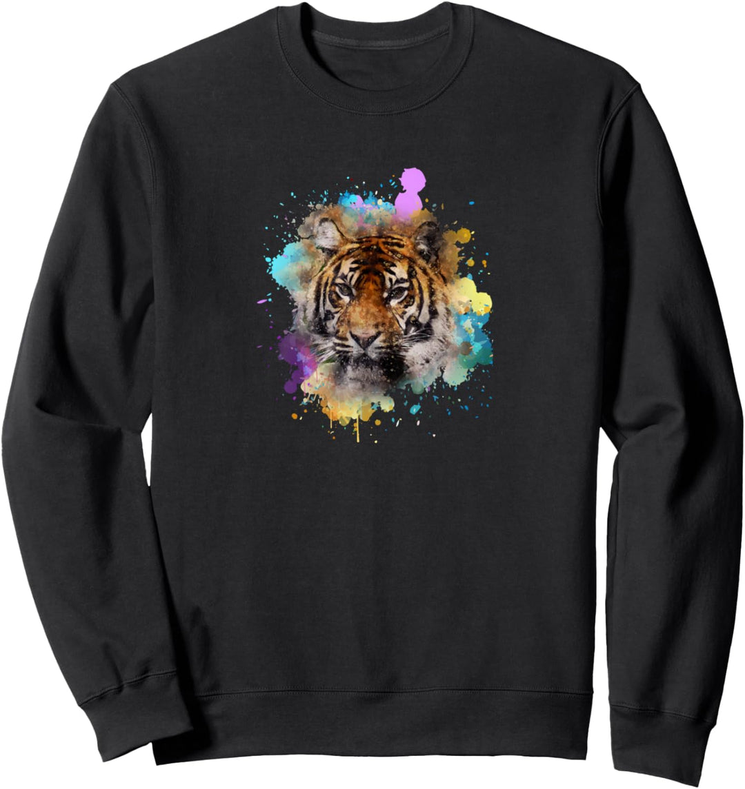 Tiger Asia bunt Frauen/ Herren Wasserfarben Design Sweatshirt