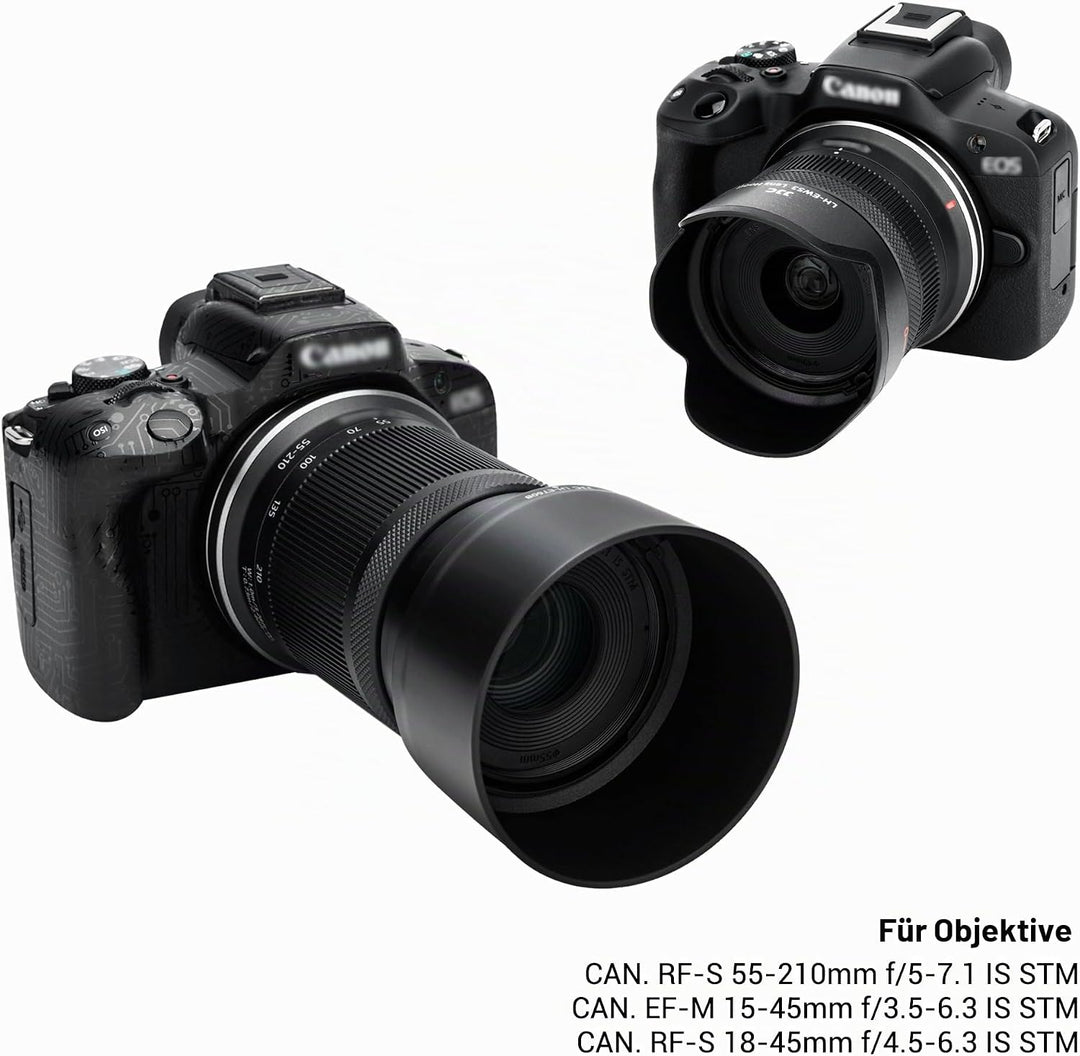 JJC Gegenlichtblende-Set für Canon RF-S 55-210 mm F5-7.1 IS STM Objektiv &amp; Canon EF-M 15-45 mm f/3.5