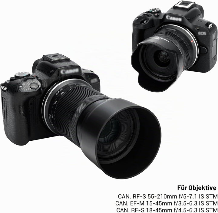 JJC Gegenlichtblende-Set für Canon RF-S 55-210 mm F5-7.1 IS STM Objektiv &amp; Canon EF-M 15-45 mm f/3.5