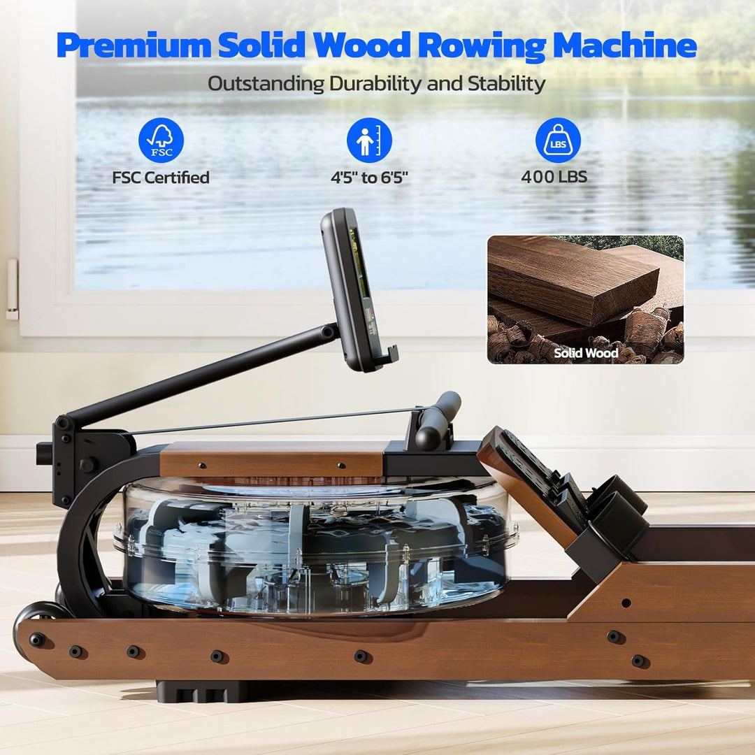 Dripex Faltbares Wasser-Rudergerät für Zuhause aus Massivholz| mit LCD-Display & Bluetooth App | Erg