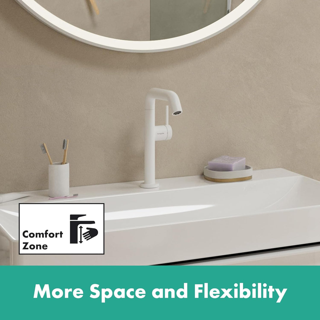 hansgrohe Tecturis S Fine - Waschtischarmatur schwenkbar mit Push-Open Ablauf, energiesparend (CoolS