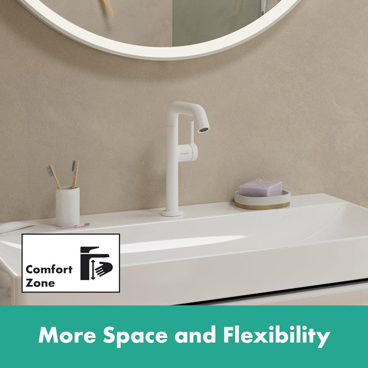 hansgrohe Tecturis S Fine - Waschtischarmatur schwenkbar mit Push-Open Ablauf, energiesparend (CoolS