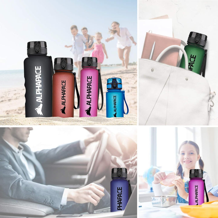 ALPHAPACE Trinkflasche 350ml/500ml/650ml/1000ml/1500ml, auslaufsicher, BPA-frei, für Sport, Radfahre