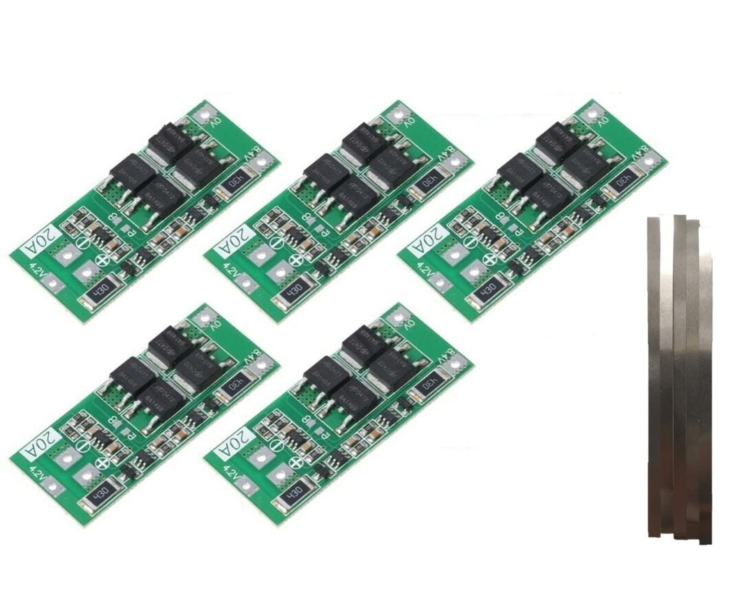 5 Stück 2S 20A 7,4 V 8,4 V Batterieschutzplatine BMS Balance Version + 5 Stück Nickelstreifen