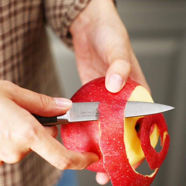 hecef Messerset, 3 tlg Küchenmesser Set mit Pakkawood Griff, Full-tang, Scharfes Kochmesser Profi Me