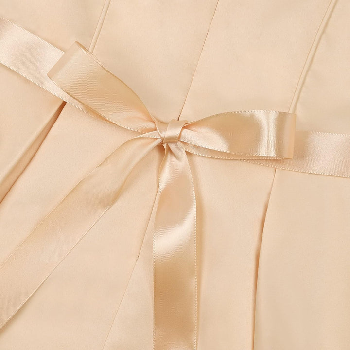 BUNNY LULU Mädchen Kleid mit schräger Schulter, Brautjungfer, Hochzeit, Prinzessin, Kinder, Schleife