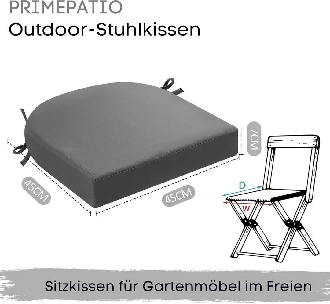 Stuhlkissen für draussen, 2er-Set, Terrassenstuhlkissen für Gartenmöbel, wasserdicht, mit Bändern, S