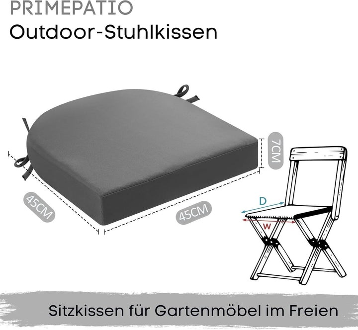 Stuhlkissen für draussen, 2er-Set, Terrassenstuhlkissen für Gartenmöbel, wasserdicht, mit Bändern, S
