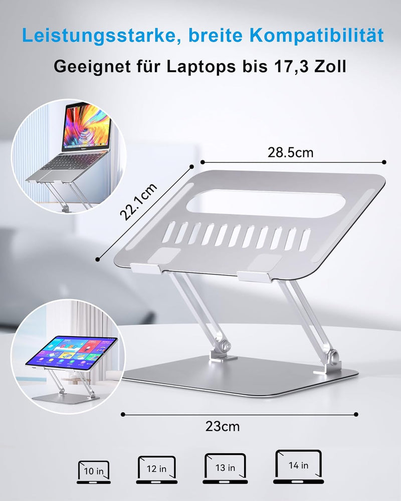 SHINEGIANT Laptopständer, Multi-Angle Laptop Ständer mit Heat-Vent, Ergonomischer, Belüfteter, Faltb