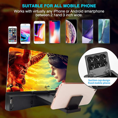 Newseego 12" Phone Screen Magnifier with Bluetooth Speaker,HD Anti-Blu-Ray Handy Bildschir Lupe mit