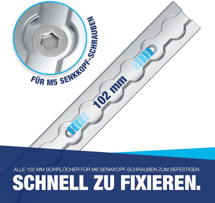 NTG 2 x 2 m Alu Airlineschiene Zurrschiene | eckig | mit Bohrungen 2m | 1975mm | Ladungssicherung fü