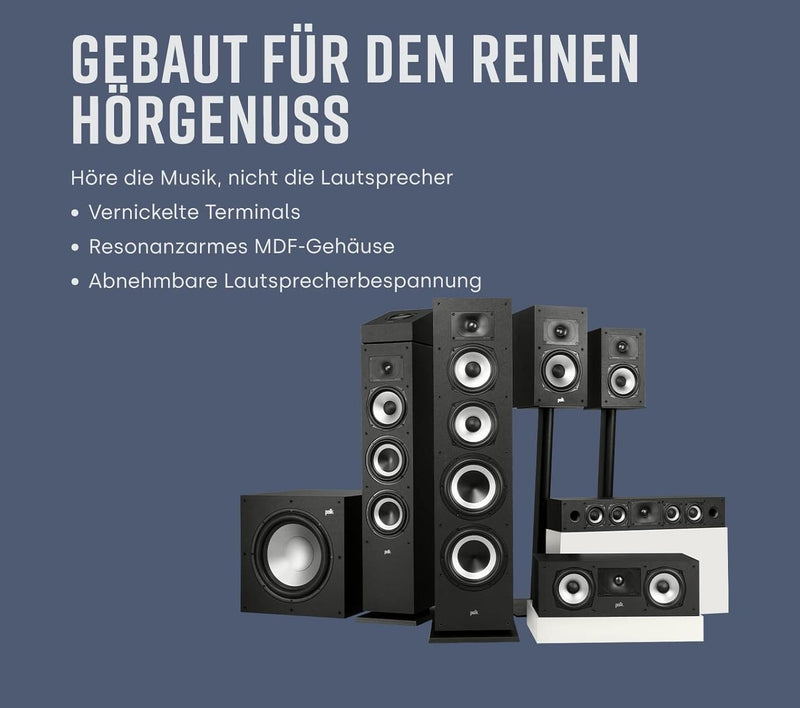 Polk Audio Monitor MXT60 kompakter Standlautsprecher, HiFi und Heimkino Lautsprecher, Hi-Res Zertifi