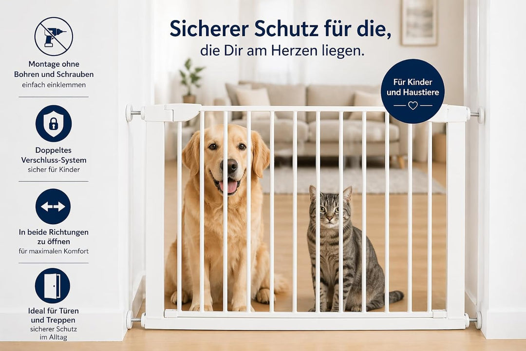 Fiducia Türschutzgitter Treppenschutzgitter erweiterbar bis 81 cm Ohne Bohren Hundegitter Türschutz