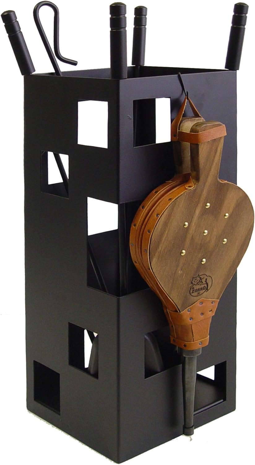 Imex El Zorro 10046 Kamin-Set, quadratisch, Zubehör aus Edelstahl und Blasebalg, 50 x 20 x