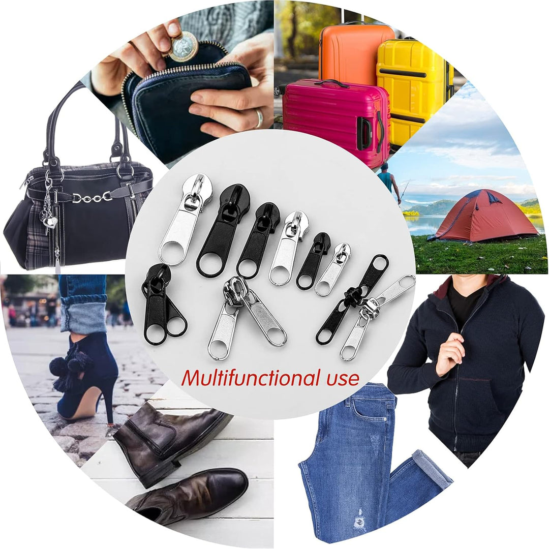 FEIGO 171 Stück Reissverschluss Reparatur Set, Reissverschluss Zipper Ersatz mit Zangen, Metall Schi