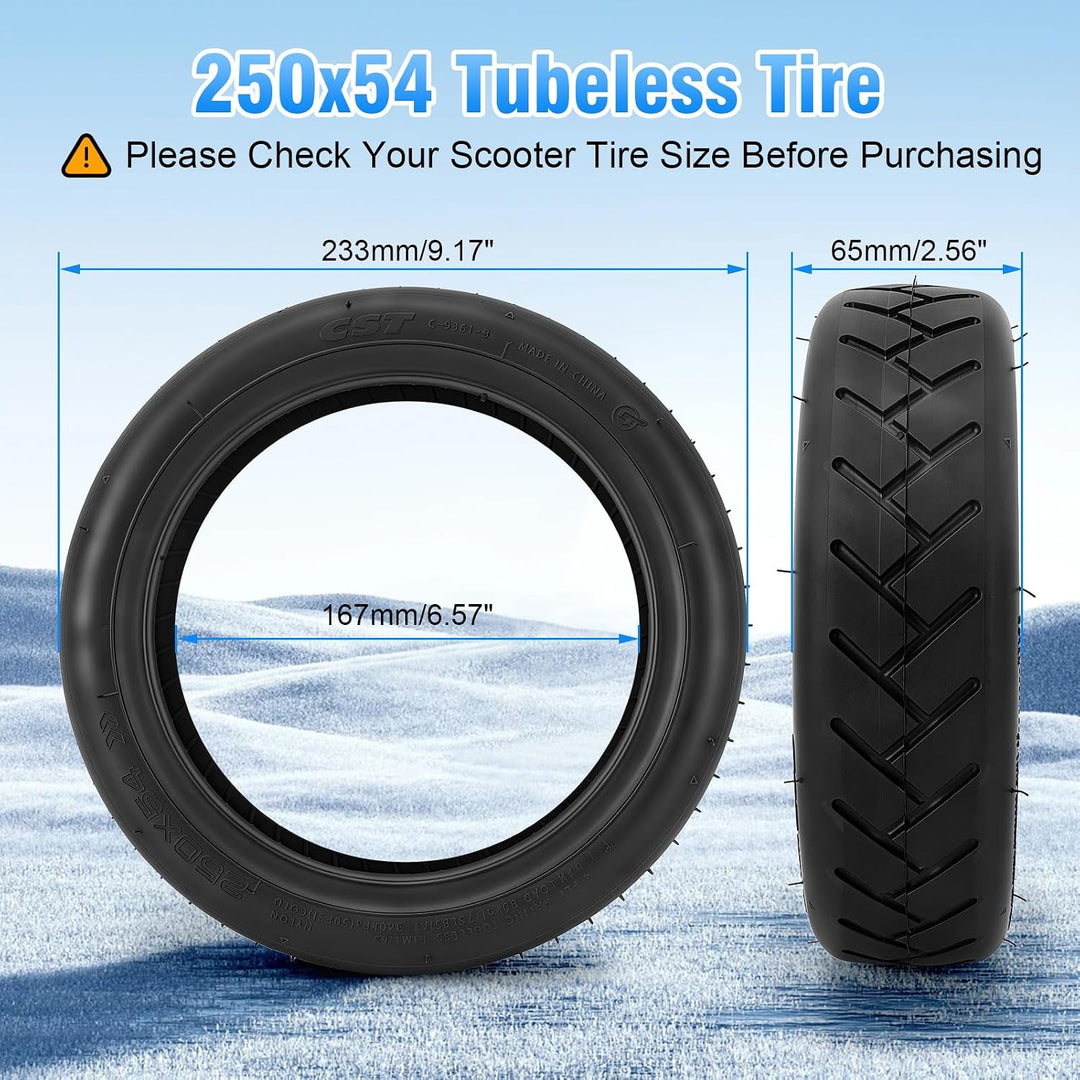 250x54 Tubeless Reifen mit Ventil für Xiaomi 4 Elektroroller, E Scooter Reifen Off-Road Vakuumreifen