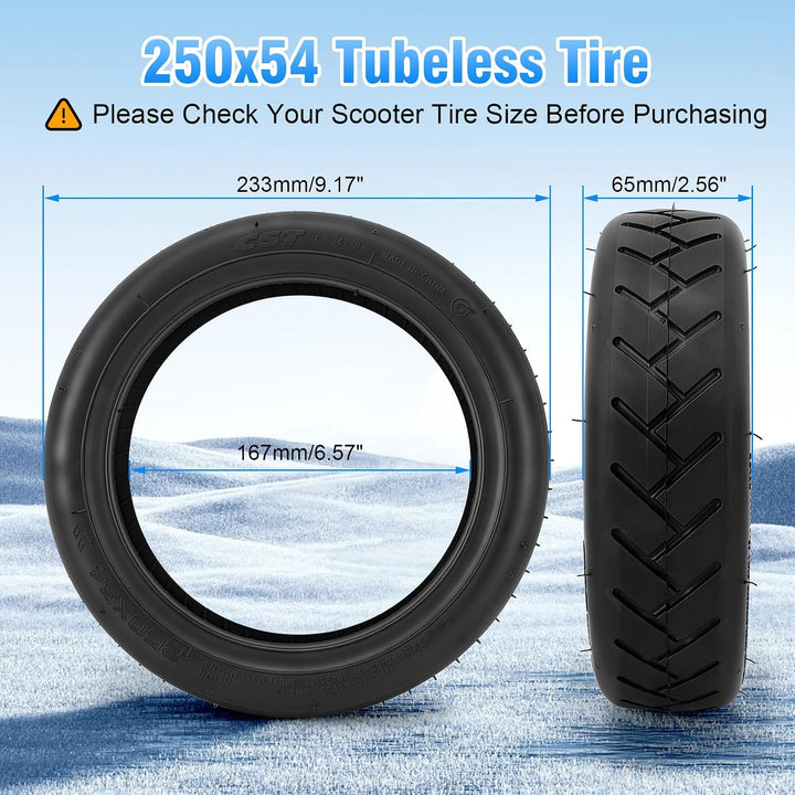 250x54 Tubeless Reifen mit Ventil für Xiaomi 4 Elektroroller, E Scooter Reifen Off-Road Vakuumreifen