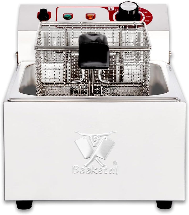 Beeketal 'BTF10a' Kaltzonen Fritteuse (9 Liter Volumen für max. 5 Liter Öl) Edelstahl Friteuse mit T