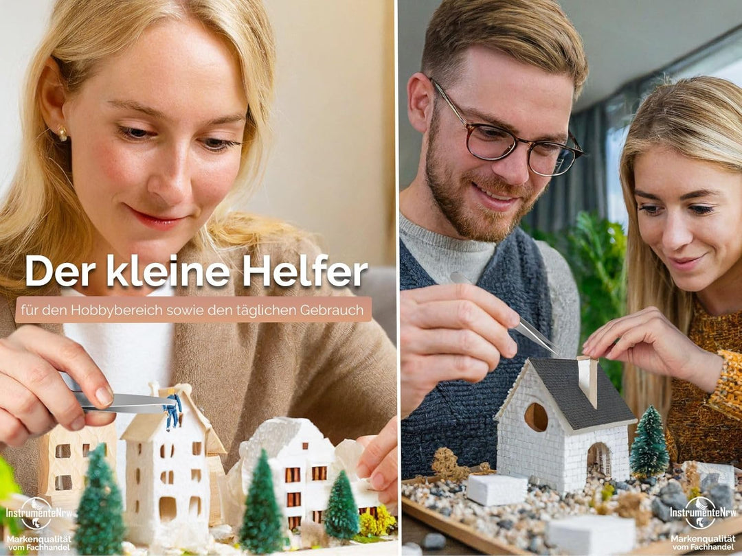 PREMIUM Pinzetten-Set Spitz-Pinzette Splitterpinzette Edelstahl + Aufbewahrungs-Etui