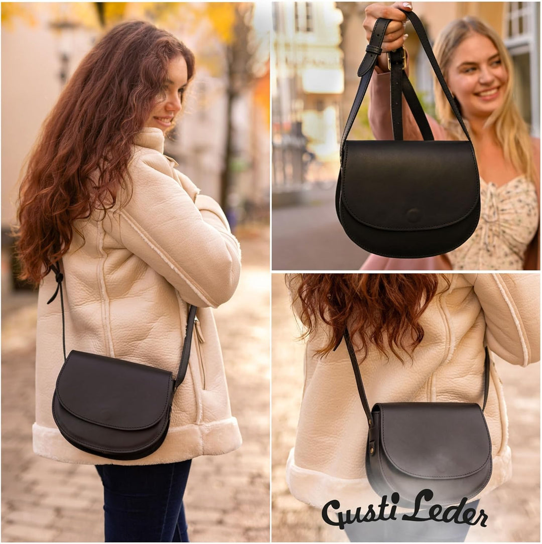 Gusti Umhängetasche Leder - Elenor Damen Handtasche Ledertasche Schultertasche Leder