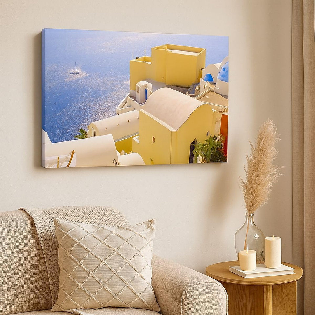 Bilder auf Leinwand 100x70cm Leinwandbild Haus wohnung gebäude griechenland Gross Wanddeko Bild Schl