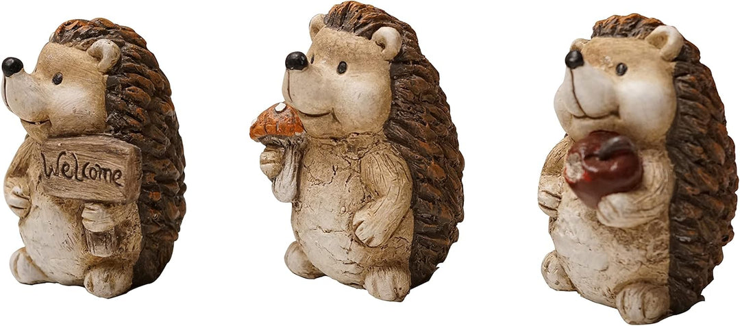 khevga Deko-Figuren Herbstfiguren aus Terracotta Igel Polyresin 3er Set 4er Set (3), 3