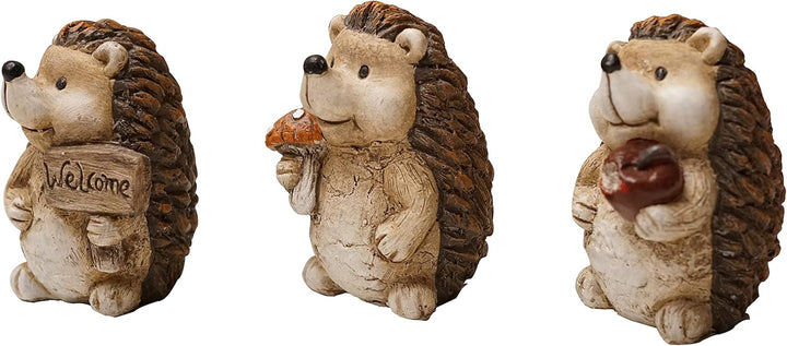 khevga Deko-Figuren Herbstfiguren aus Terracotta Igel Polyresin 3er Set 4er Set (3), 3