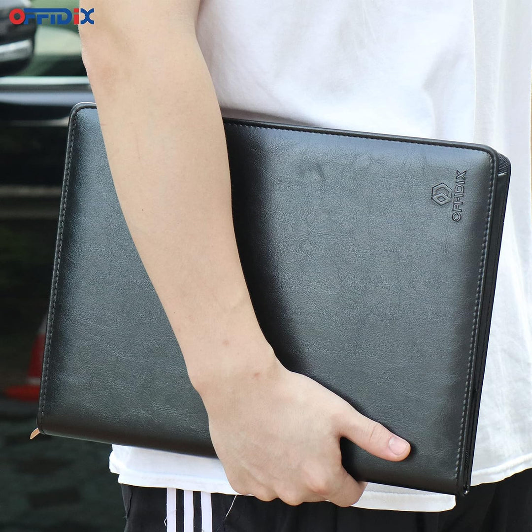 OFFIDIX Schlüsseletui aus Leder mit Reissverschluss, gross, tragbar, 40 Schlüsselhaken, Schlüssel-Or