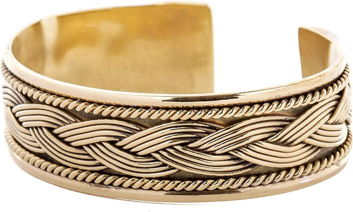 WINDALF Breiter Handmade Vintage Armreif ARAN Ø 6.7 cm Celtic Armschmuck mit Zopf Bohemia Freundscha