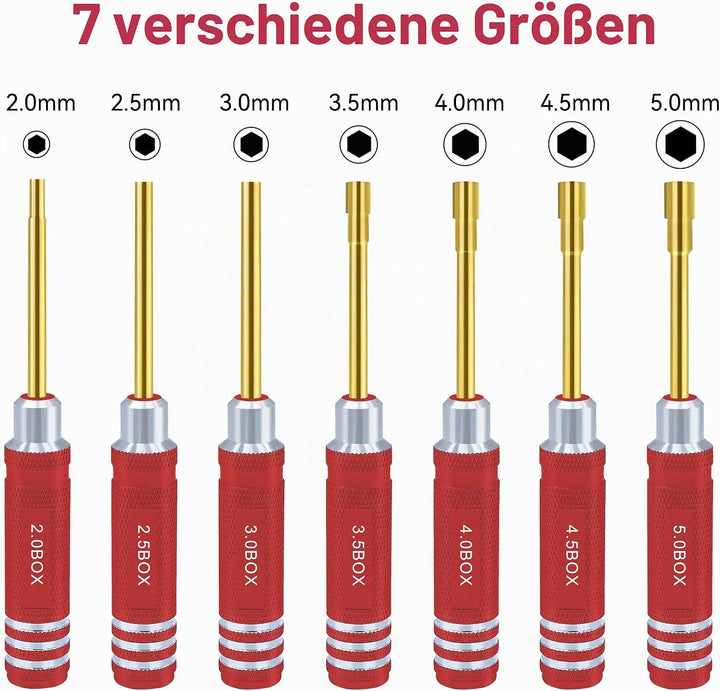Sechskantmutter Schraubendreher Satz 2.0mm 2.5mm 3.0mm 3.5mm 4.0mm 4.5mm 5.0mm RC Werkzeug Steckschl