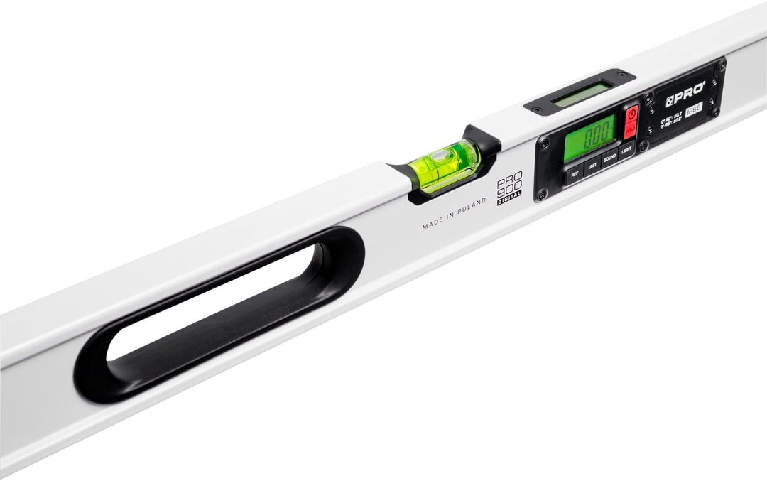 PRO900 Digitale Wasserwaage 100cm mit 2 LCD Displays und Abdeckung - Elektronische Wasserwaage mit M