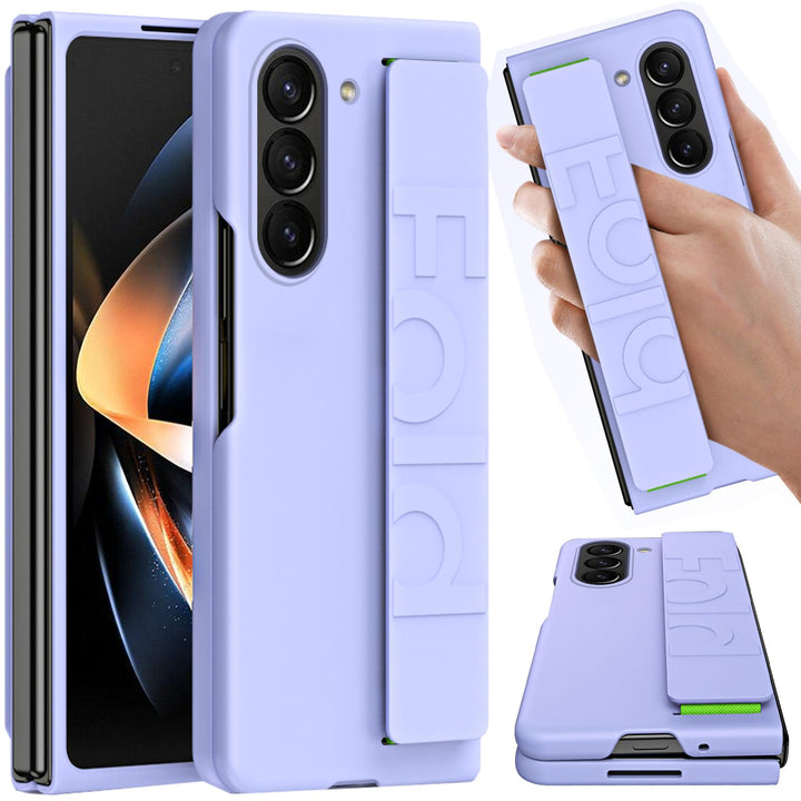 NINKI Samsung Galaxy Z Fold 5 Hülle mit Handschlaufe - Voller Schutz PC Bumper Case mit Gurt, Leicht